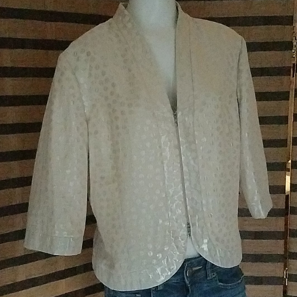 Joseph Ribkoff Gold Metallic Dot Jacket - Picture 3 of 9
